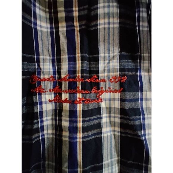 Vintage Phat Farm 3X Plaid Collar Short Sleeve Shirt Blue Red Original Flava Cot - Picture 4 of 8